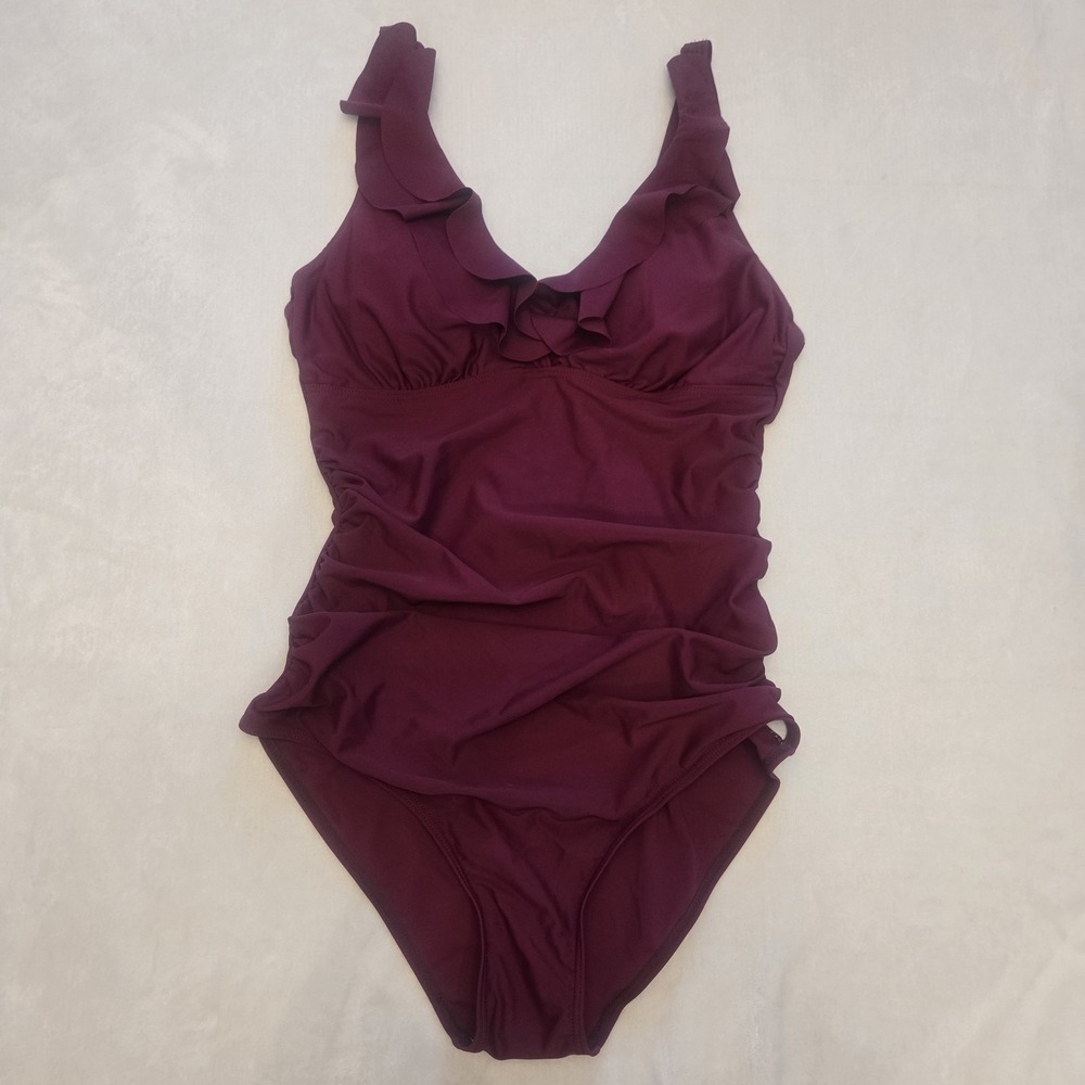Holipick Women One Piece Swimsuit Tummy Control Ruffle V Neck Size Large